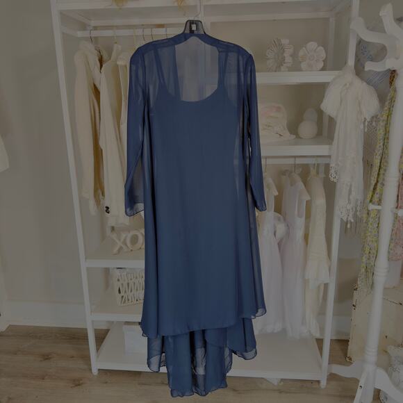 JJ‘s house sz. XS navy blue mother of the bride dress tiered with jacket #4018 - Picture 2 of 10